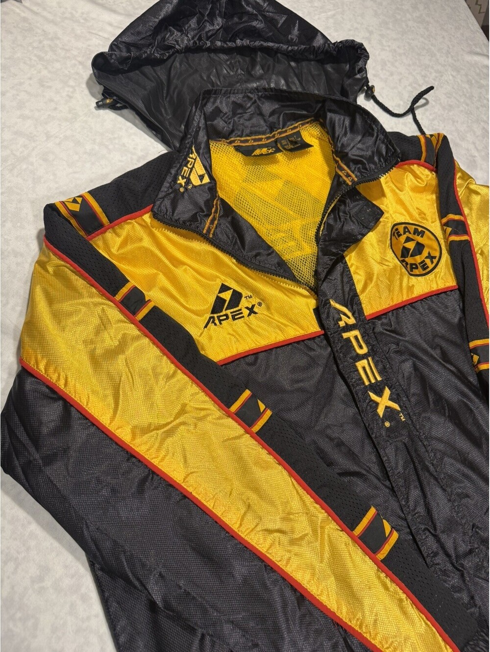Vintage 90s APEX One Team APEX Windbreaker Jacket Men’s XXL BLK/YLW EXCELLENT